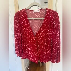 Red Wrap Top Blouse